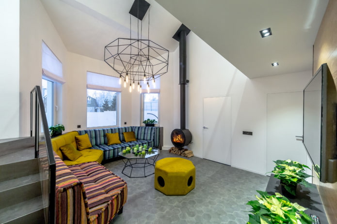 gray floor and white doors in the interior