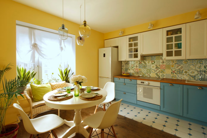 combined floor in the kitchen