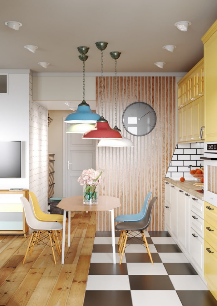combined flooring in the kitchen