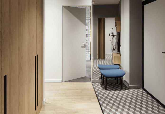 a combination of laminate and tiles in interior