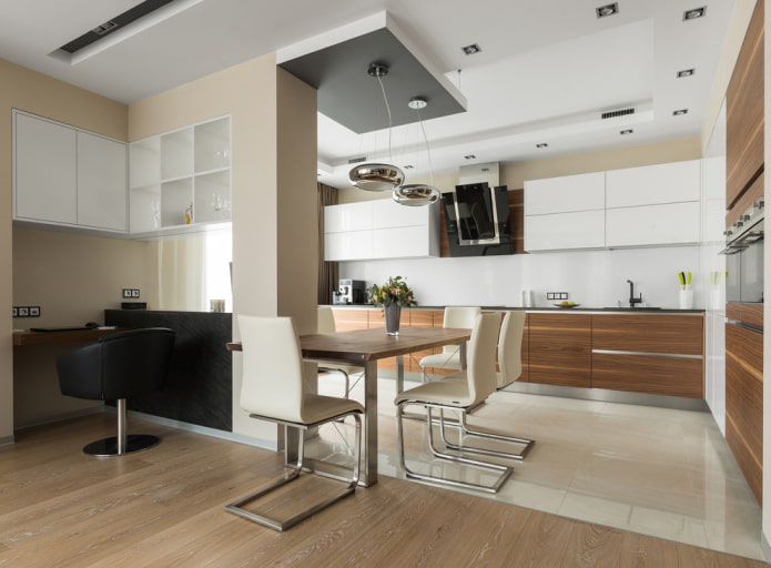 a combination of laminate and tiles in the interior