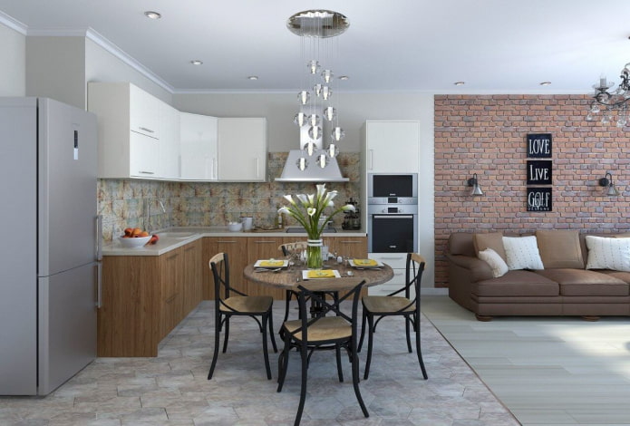 a combination of laminate and tiles in the interior