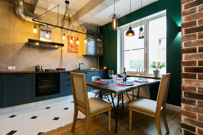 a combination of laminate and tiles in the interior