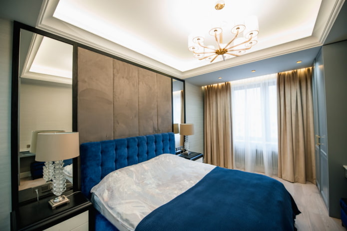 Curtains to match the wall above the headboard