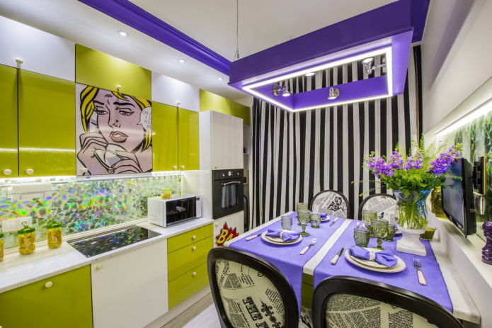 a combination of yellow and purple