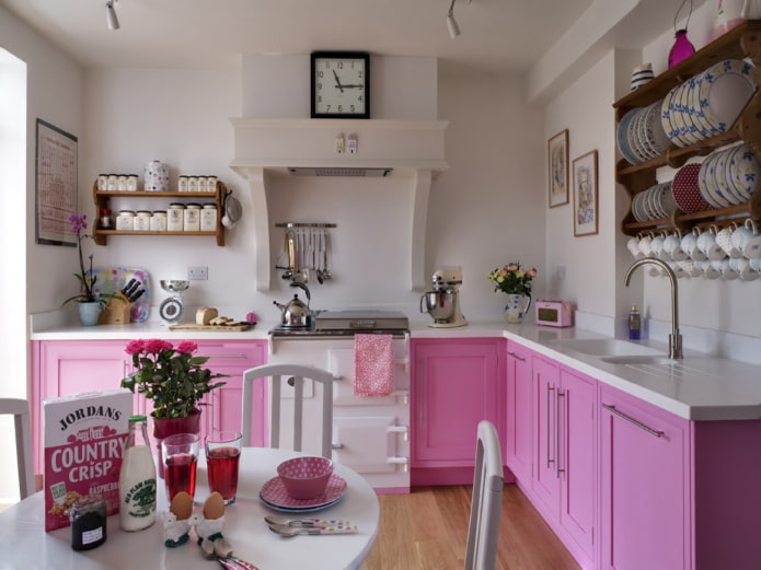 pink combination in the kitchen
