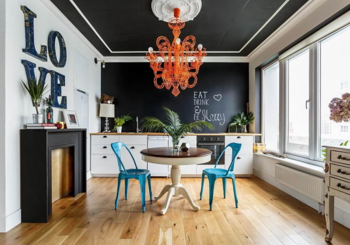 black and white walls in the interior