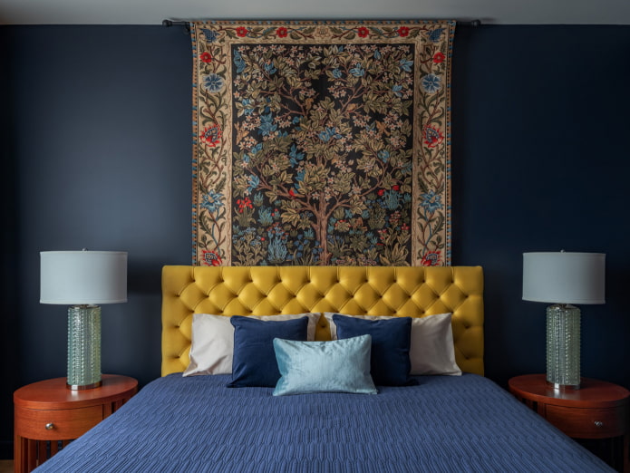 Dark blue and mustard