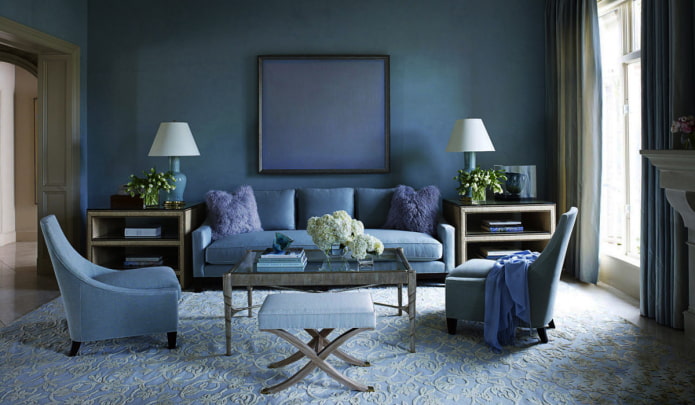 blue monochrome interior