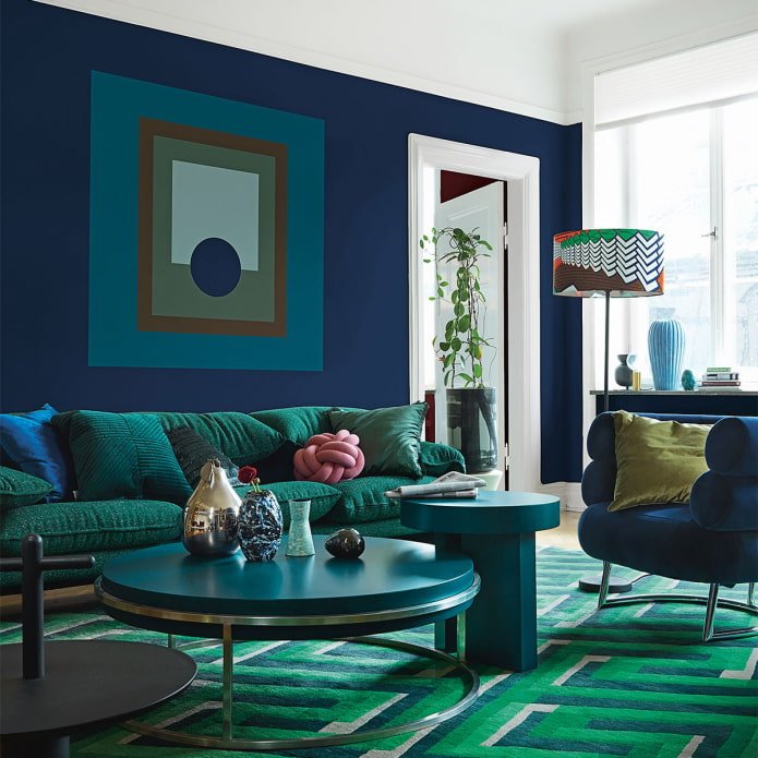 blue-green living room