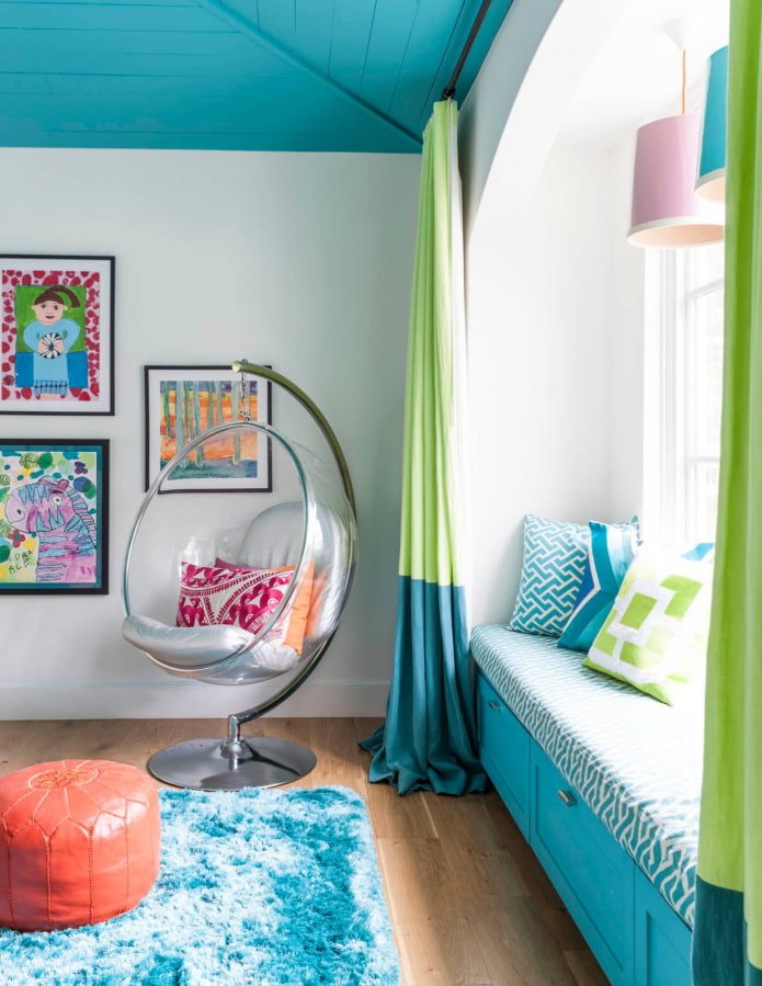 a combination of blue and green