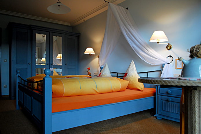 blue and orange bedroom
