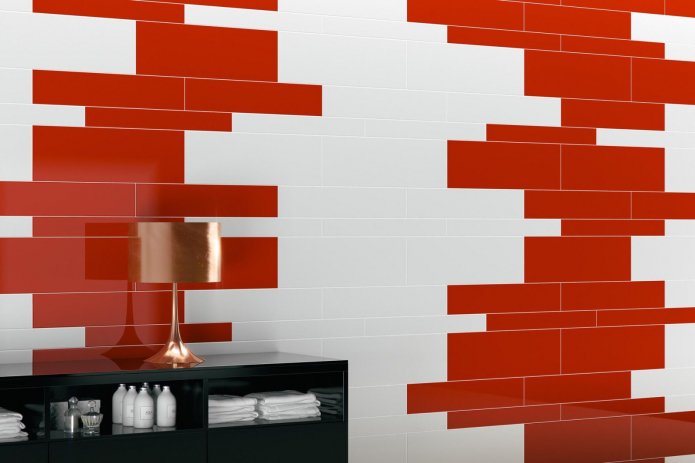 red and white rectangular tiles of different sizes