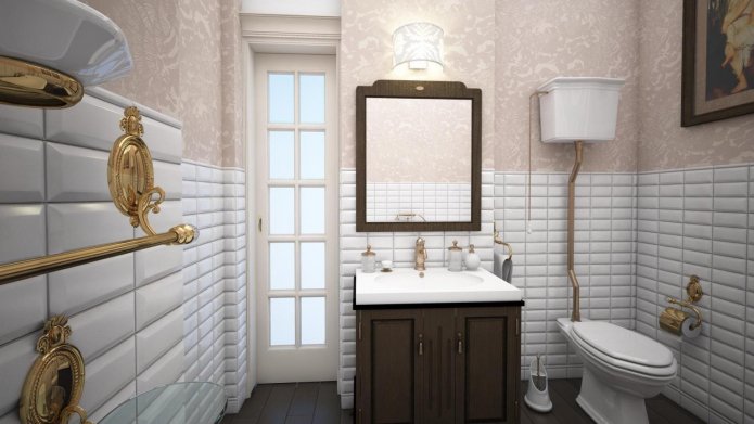 tiles and non-woven wallpaper in the bathroom