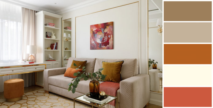Creamy, ochre and brass