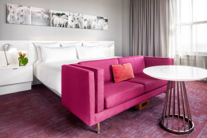 sofa in the bedroom interior