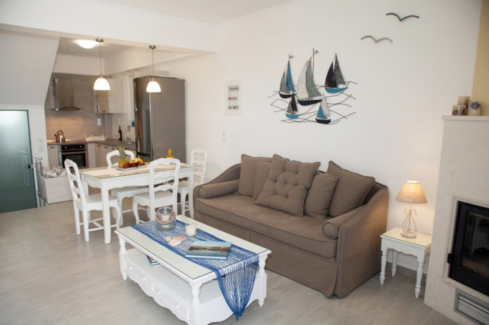 sofa in the kitchen interior
