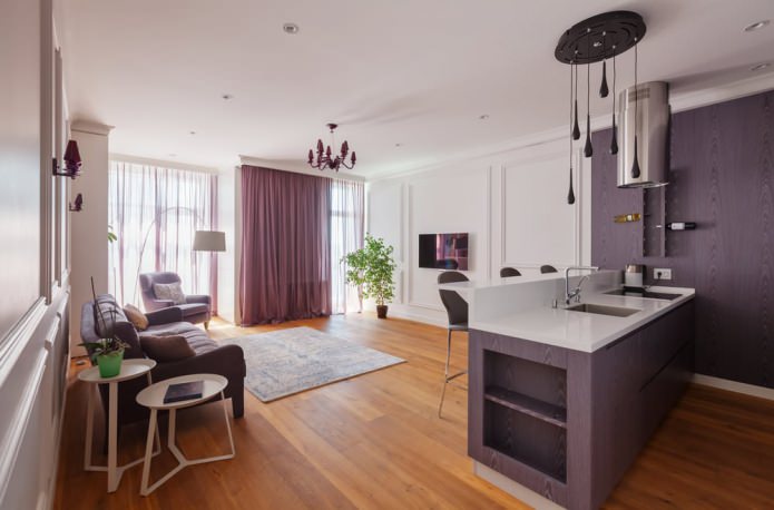bar counter in the design of a kitchen-living room