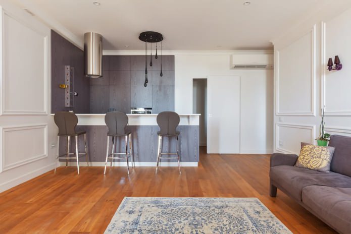 bar counter in the design of the kitchen-living room