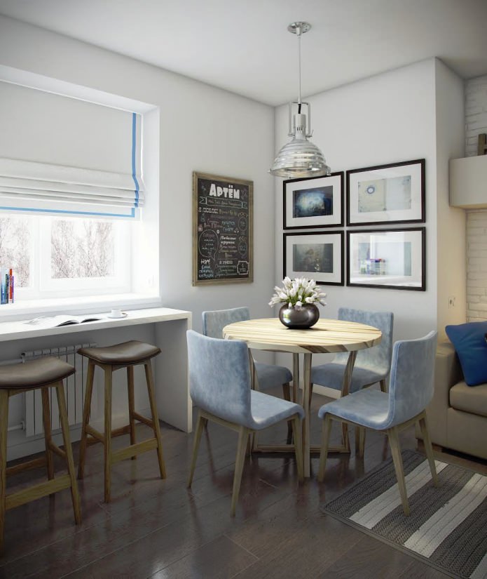 kitchen-living room design 14.4 sq. m.