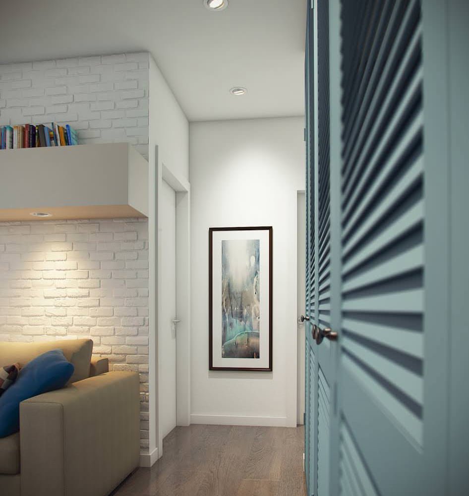 design of a two-room apartment of 52 sq. m.