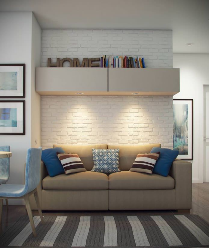 kitchen-living room design 14.4 sq. m.