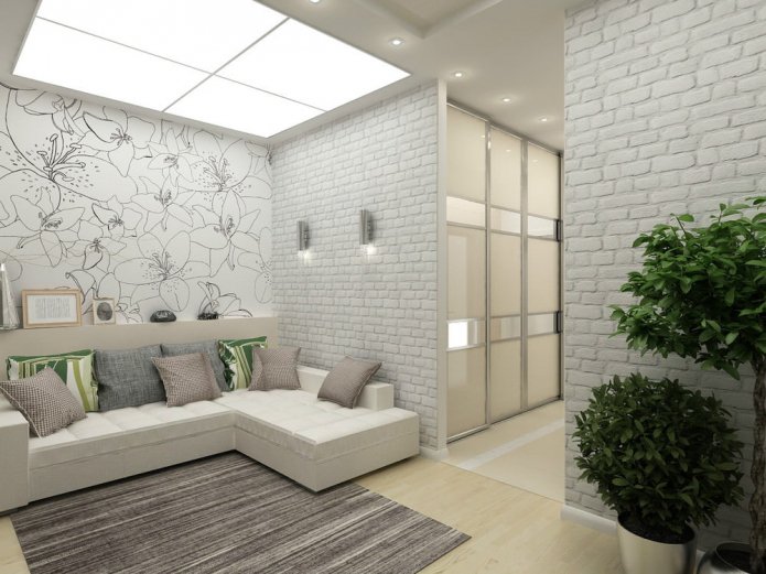 design of a one-room apartment of 45 sq. m.