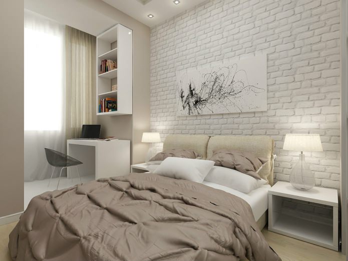 design of a bedroom in a one-room apartment of 45 sq. m.