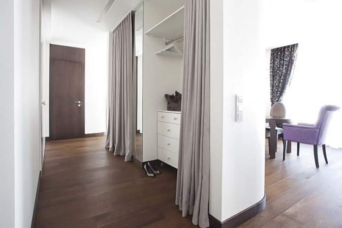 Curtains instead of doors in contemporary style