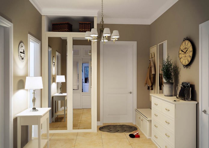 Hallway with a clock