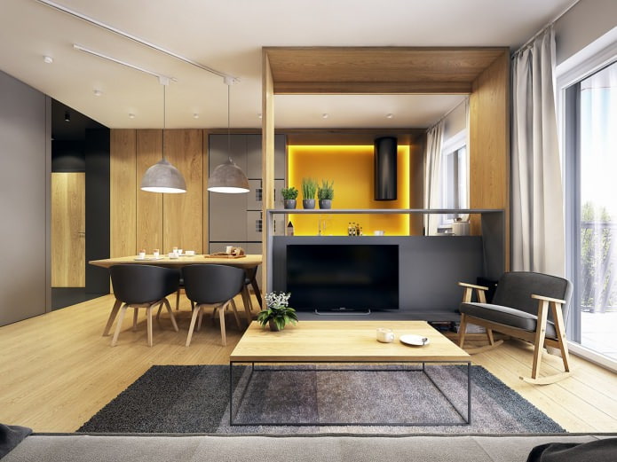 Kitchen-living room design in an apartment