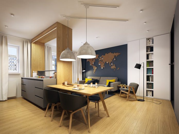 Design of a kitchen-living room in an apartment
