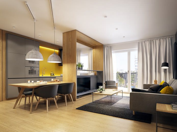 design project of a kitchen-living room