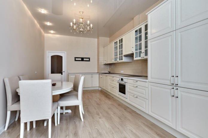 light laminate flooring in the kitchen interior