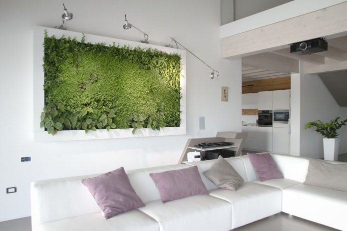 Living room interior in eco-style