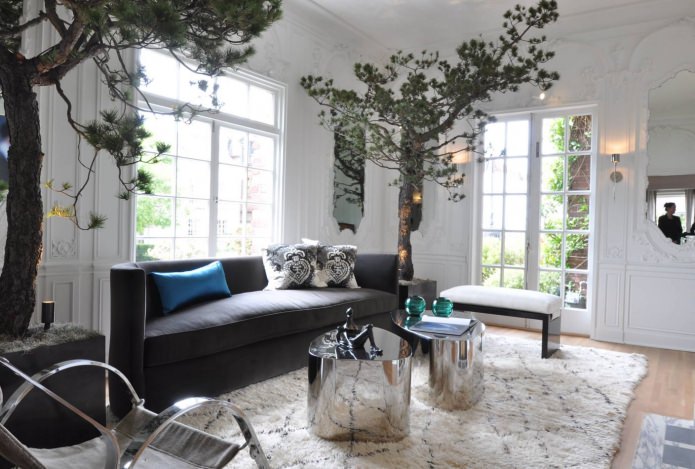 Living room interior in eco-style