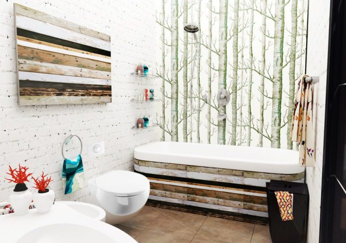 Bathroom interior in eco-style