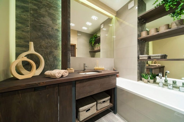 Bathroom interior in eco-style