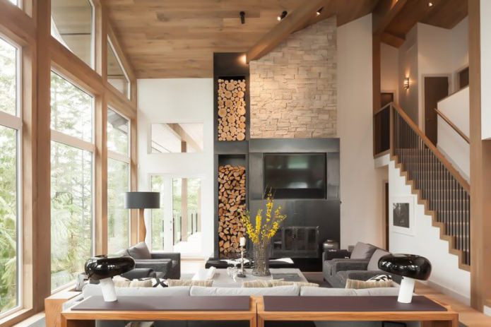 living room design in eco-style