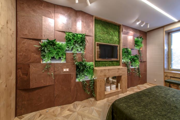 Eco-style in a modern bedroom interior