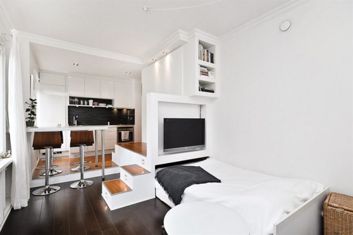 pull-out bed in the kitchen interior