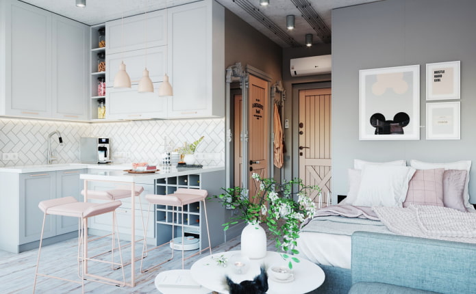 kitchen-bedroom interior design