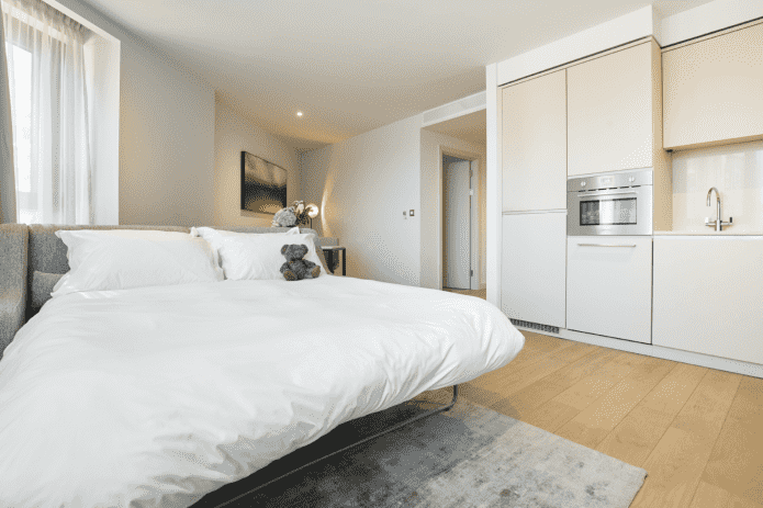 sofa bed in the kitchen interior