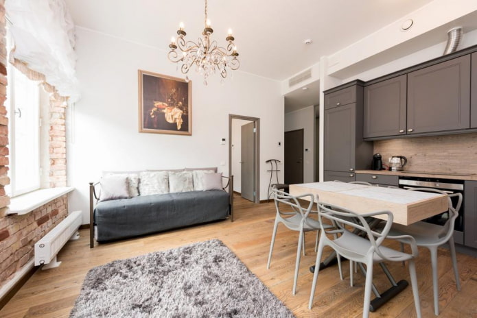 sofa in the kitchen interior