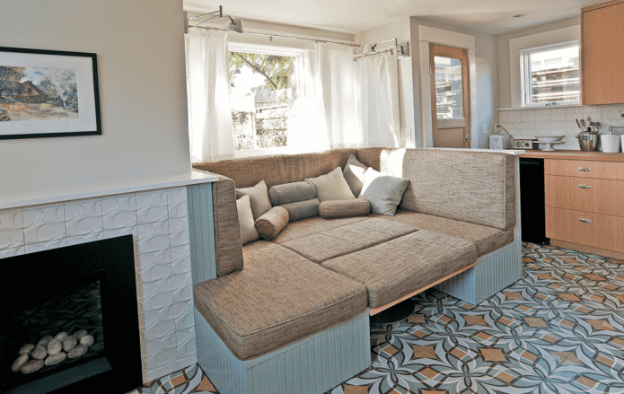soft corner in the kitchen interior