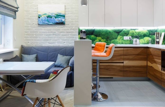 interior of a small kitchen-bedroom
