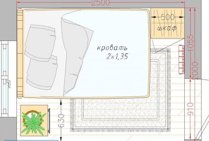 bedroom layout 5 sq