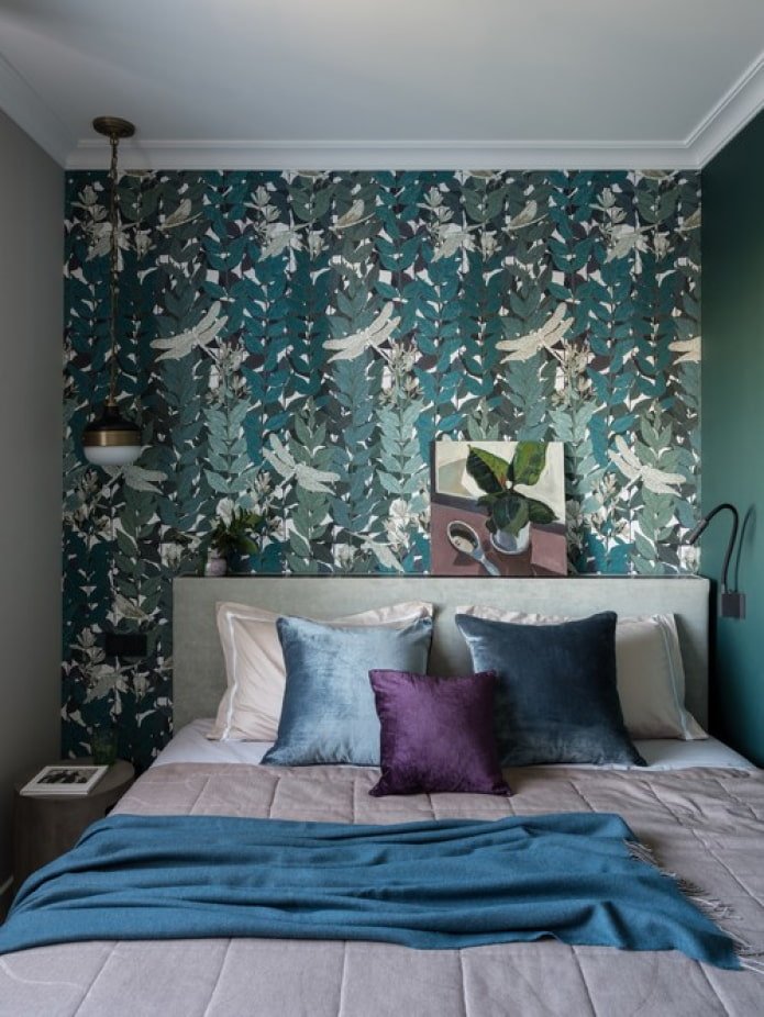 bedroom with a bright wall