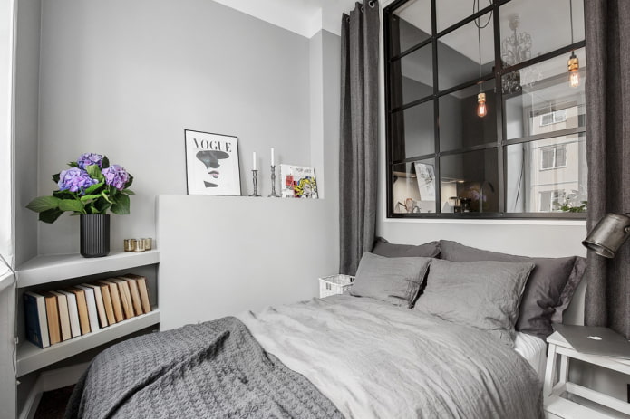 Small bedroom in gray tones