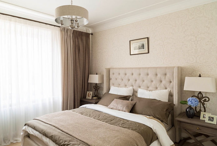 Small bedroom in beige tones